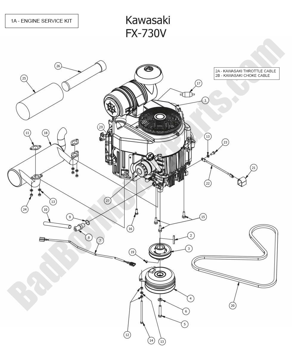1254 - Bad Boy Mower Parts Lookup > 2015 > Stand-On > Engine - Kawasaki FX730